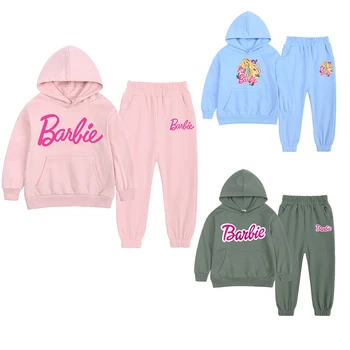 Yeni Kawaii Barbie Çocuk Spor Takım Elbise Moda Bahar Sonbahar Bebek Çocuk Kız Erkek Nefes kapüşonlu süveter Pantolon Hediye Bez