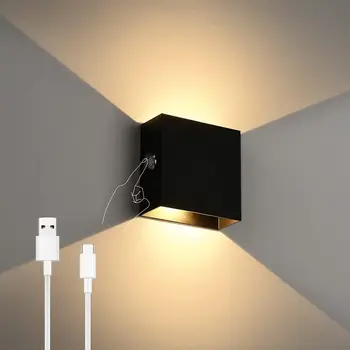 Şarj edilebilir USB Duvar Aplik ışıkları Dokunmatik Karartma Manyetik duvara monte led lamba Başucu koridor