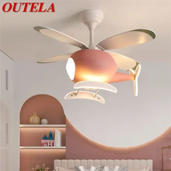 OUTELA çocuk ışıklı tavan fanı İskandinav fan ışık kişiselleştirilmiş yaratıcı LED restoran yatak odası çalışma ışık tavan vantilatörü
