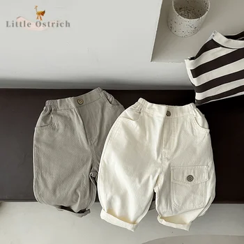 Yenidoğan Bebek Kız Erkek Pamuk Düz Renk Pantolon Bahar Sonbahar Çocuk Düşük Bel Alt Rahat Düz Pantolon Bebek Giysileri 3M-2Y