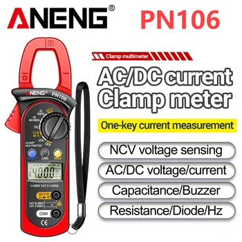 ANENG PN106 Kelepçe Metre Dijital Multimetre DC / AC Akım 4000 Sayısı Ampermetre voltmetre NCV Ohm Testi Multimetre elektrikli alet pil paketi