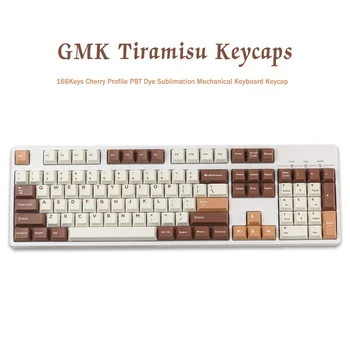 166 Tuşları GMK Tiramisu Keycaps Kiraz Profili PBT Boya Süblimasyon Mekanik Klavye Klavye İçin MX Anahtarı İle 1.25 U 1.75 U 2U