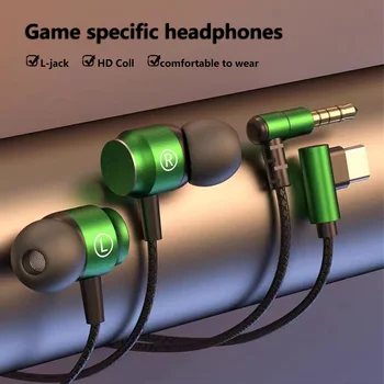 L Jack Manyetik Kablolu oyun kulaklığı 3.5 mm Tip-C Müzik Kulaklık HiFi mikrofon Stereo Surround Ses Telefon Bilgisayar İçin Mikrofon Kulaklık