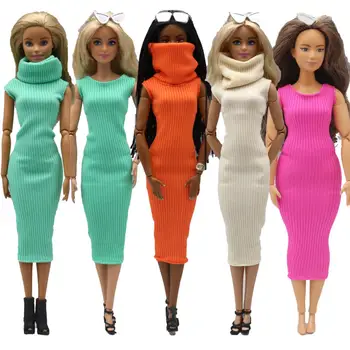 oyuncak bebek giysileri 30 cm Eşarp +elbise seti Günlük Giyim Aksesuarları Giysileri Curvy Barbie bebek