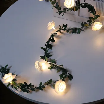 6M Gül çiçek rattan ışık zinciri bakır tel ışıkları Su Geçirmez Noel LED Tatil Ev Partisi Yeni Yıl Dekorasyon
