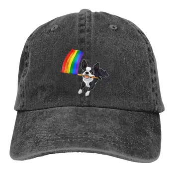 Saf Renk baba şapkası Eşcinsel Bayrağı Boston Terrier kadın Şapka Güneşlik Beyzbol Kapaklar LGBT Gurur Doruğa Kap