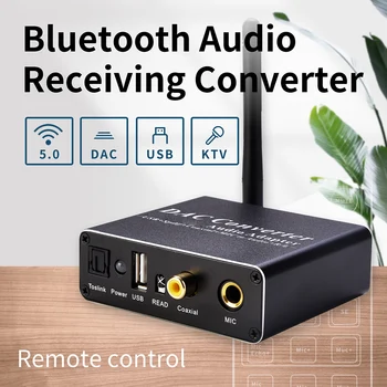 Dijital Analog ses dönüştürücü 5.0 Bluetooth Uyumlu Alıcı DAC Dönüştürücü R / L RCA 3.5 mm AUX Ses Ayarlanabilir