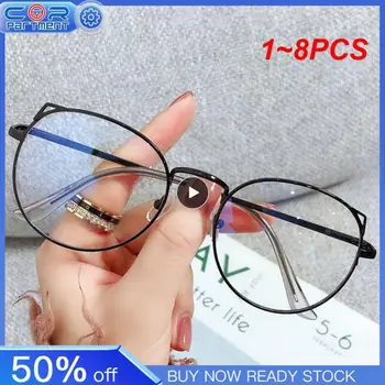 1 ~ 8 ADET Retro Anti mavi ışık gözlük yuvarlak Poligon Metal çerçeve kadın erkek moda gözlük Unisex gözlük