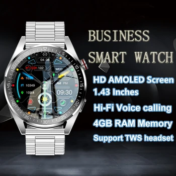 Yeni 4G Bellek akıllı saat Erkekler AMOLED 466 * 466 HD Her Zaman Ekran Zaman Bluetooth Çağrı TWS Müzik android için akıllı saat ıos 2023
