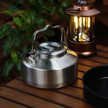 1L açık su ısıtıcısı paslanmaz çelik pişirme pot çay su ısıtıcısı kamp yürüyüş piknik