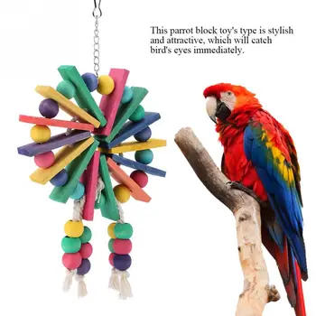Yeni Kuş çiğneme oyuncağı Ahşap Asılı Kafes Oyuncaklar Papağanlar için Kuş Komik Asılı Halat Ayakta Oyuncak Pet Eğitim Kuş Oyuncaklar