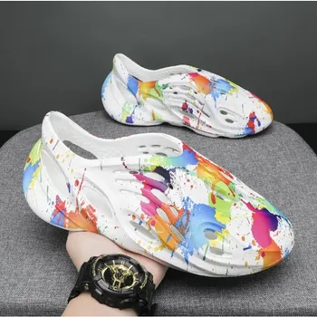2023 Yeni Moda Erkek Yaz Sandalet Renkli plaj ayakkabısı Rahat platform sandaletler Ayakkabı Erkekler için