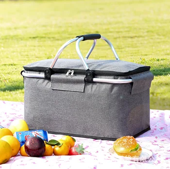 Katlanır Piknik Kamp Öğle Yemeği Çantaları Yalıtımlı Soğutucu Çanta Serin Sepet Depolama Sepeti Çantası Kutusu Açık Taşınabilir Piknik Sepeti