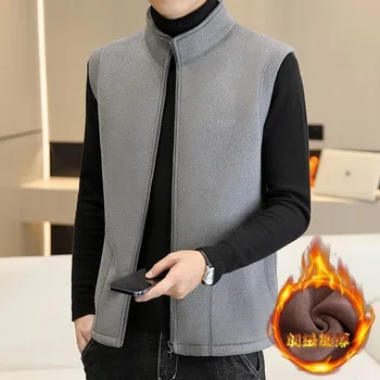 Erkek Kolsuz Ceket Kış Erkek giyim standı Yaka Kore Moda Erkek Yelek Kısa Ceket Gilets Kalınlaşmak Termal Yelek