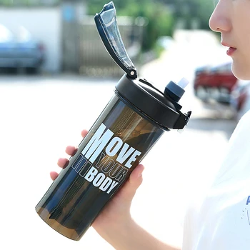 Spor Su Şişesi İçin saman ile Kamp Yürüyüş Açık Plastik Şeffaf BPA Ücretsiz Şişe erkekler Drinkware 800ml