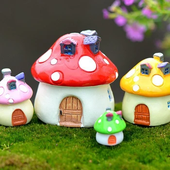 3 Boyutları Minyatür Mikro Gnome Teraryum Akdeniz ev mantar Kale DIY Reçine Peri Bahçe Zanaat Dekorasyon