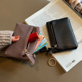 Moda Lychee Desen Pu Deri bozuk para cüzdanı Mini Değişim Çantalar Kadın Cüzdan kart tutucu Fermuar Kılıfı Anahtar Cep Vaka