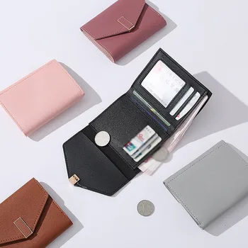 Bayan Küçük Deri cüzdan Bayanlar Mini Çanta Üçlü Kat kart tutucu Kız Kimlik Çantası kart tutucu bozuk para cüzdanı Ücretsiz Kargo