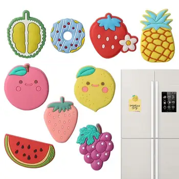 Sevimli Karikatür Buzdolabı Mıknatısı 9 adet Meyve Buzdolabı Manyetik Çıkartmalar 3D Dekoratif Buzdolabı Mıknatısı Ev Dekor