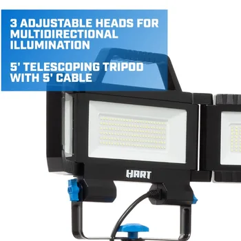 Tripod ile HART LED 3 Kafalı Ayarlanabilir Takılabilir Çalışma Işığı, 7000 Lümen