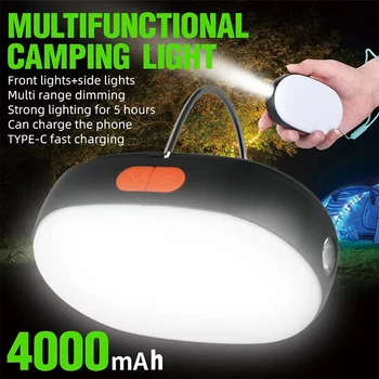 Mini USB şarj edilebilir kamp güçlü ışık kanca ile taşınabilir meşale çadır LED çalışma bakım aydınlatma dahili 4000mA pil