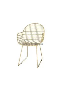 İskandinav net kırmızı içi boş tel sandalye ferforje modern minimalist ev rahat restoran oturma odası altın sandalye
