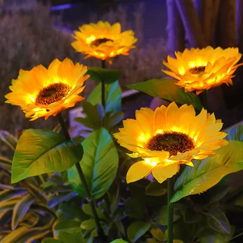 LED Ayçiçeği çim lambası atmosfer ışığı Su Geçirmez Güneş Peyzaj Aydınlatma Kolay Kurulum otomatik anahtar Avlu için