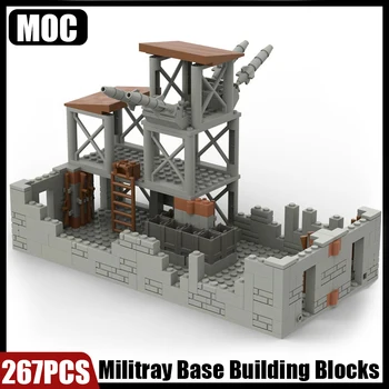 MOC Askeri Üs Yapı Taşları Seti Savaş Sahnesi Savaş Gözetleme Kulesi Silahlar Topu Tuğla Oyuncaklar Monte Erkek Hediye