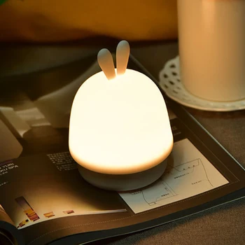 Dokunmatik sensör LED silikon gece ışıkları USB Şarj edilebilir Kısılabilir Zamanlama fonksiyonu Tavşan Gece lambası çocuklar için Bebek yatak odası dekoru