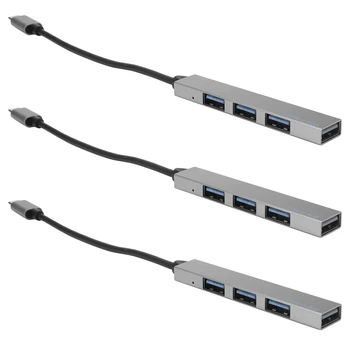 3X Tip-C 4 USB Hub Genişletici Ultra-İnce Mini Taşınabilir 4-Port USB 3.0 Hub USB Güç Arayüzü Mac-Kitap Laptop İçin