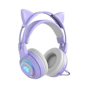 Fabrika Fiyat T25 RGB Stereo Kedi Kulak Kulaklıklar Ayrılabilir Mikrofon İle kablosuz Kulaklıklar