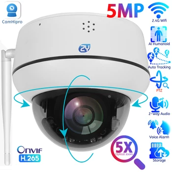 5MP Wifi Dome PTZ Kamera 5X Optik Zoom IP Kamera İnsansı İzleme İki yönlü Konuşma Kablosuz Ev Güvenlik gözetim kameraları