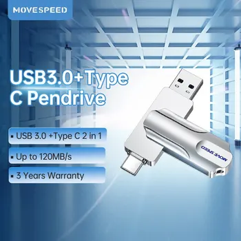 MOVESPEED 2 in 1 USB Tip C Flash Sürücü Desteği OTG 64 GB 128 GB 256 GB 512 GB USB 3.0 120 mb/s Pendrive Macbook Telefonları Dizüstü Bilgisayar