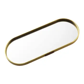 Oval Metal Ayna Parfüm Tepsisi Zarif Banyo Organizatör Tepsi İskandinav Oval Ayna Depolama Tepsisi Oturma Odası için Kozmetik