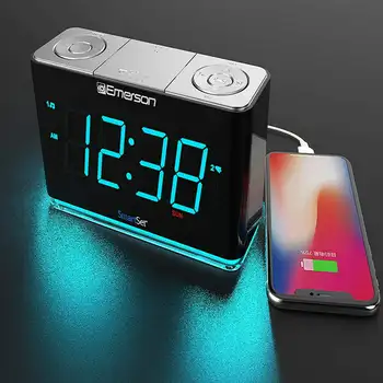 Bluetooth Hoparlörlü SmartSet Çalar Saatli Radyo, iPhone ve Android için USB Şarj Cihazı, Gece Lambası ve Camgöbeği LED Ekran Despert