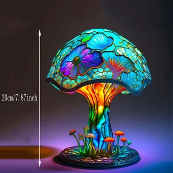 Yaratıcı Lekeli Bitki Serisi masa lambaları Reçine Renkli Yatak Odası Başucu Çiçek Mantar Retro Masa Gece Lambası atmosfer ışığı