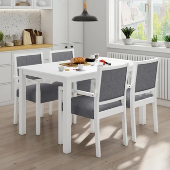 5 Parçalı Yemek masası Seti Kollu Döşemeli yemek sandalyeleri Dayanıklı Ve Sağlam Montajı Kolay Mutfak Restoranı İçin Uygun
