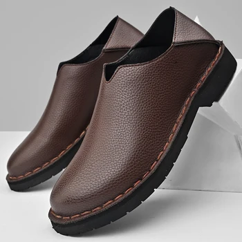 El dikiş gündelik erkek ayakkabısı Hakiki deri makosenler Nefes İtalyan Ayakkabı Erkekler Marka Moccasins Tasarımcı Erkek Bot Ayakkabı
