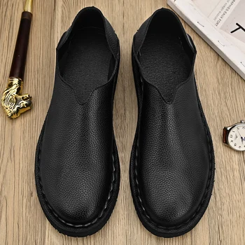 El dikiş gündelik erkek ayakkabısı Hakiki deri makosenler Nefes İtalyan Ayakkabı Erkekler Marka Moccasins Tasarımcı Erkek Bot Ayakkabı