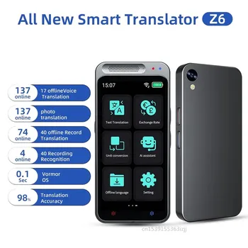 Z6 Ses Çevirmen Cihazı 138 Dil Gerçek zamanlı Kayıt Çeviri Akıllı Konuşan Tercüme Elektronik Ekipman