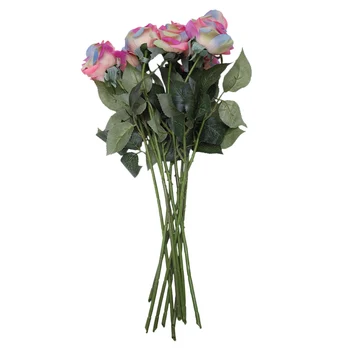 10 adet Gerçek Dokunmatik Dekor Yapay Çiçekler İpek Çiçekler Düğün Buket Ev Partisi Tasarım Çiçekler (Gökkuşağı)