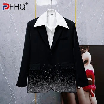 PFHQ Sonbahar erkek Ağır Sanayi Sıcak Elmas Parlak Yüz Takım Elbise Ceket Şık Niş Tasarım Yakışıklı Sahne Performansı Elbise 21Z1328