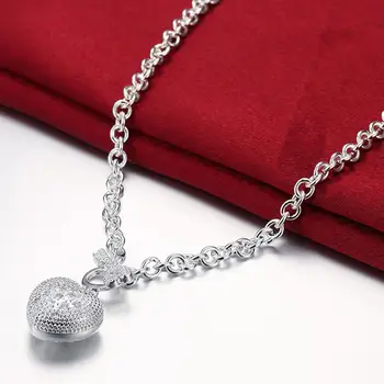 Yüksek Kaliteli Gümüş 925 Takı Moda Aşk Kalp Anahtar Kolye Kadınlar için Düğün Parti Güzel Takı