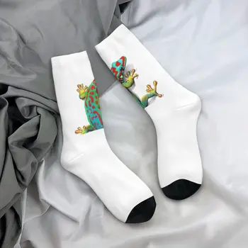 Tüm Mevsim Ekip Çorap Neon Gecko Çorap Harajuku Komik Hip Hop Uzun Çorap Aksesuarları Erkekler Kadınlar için doğum günü hediyesi