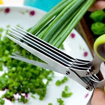 Soğan Kesme Paslanmaz Yosun Soğan Baharat Yeşil Çok katmanlı Bıçak Makas Makas Çok Fonksiyonlu Mutfak Ot Çelik Makas