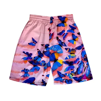 Kelebek plaj şortu erkek ve kadın giyim 3D dijital baskı rahat şort Moda trendi çift Pantolon