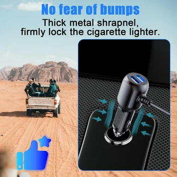 ABS Çizgi Kam araba şarjı Gerilim Ekran 2in1 Çok fonksiyonlu Mavi led ışık Mini USB Geniş Uyumluluk 12v-24v