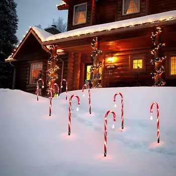 Noel baston şeker yolu ışıkları güneş enerjili noel süslemeleri bahis ışıkları su geçirmez led zemin lambası yolu işaretleyiciler