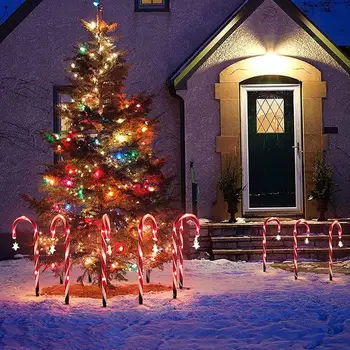 Noel baston şeker yolu ışıkları güneş enerjili noel süslemeleri bahis ışıkları su geçirmez led zemin lambası yolu işaretleyiciler