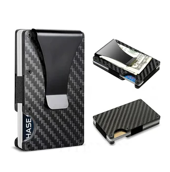 Karbon Fiber RFID İnce kart tutucu Büyük Kapasiteli Çoklu kart çantası erkek küçük cüzdan Para Klip Küçük Banka Kredi Kartı Kapağı